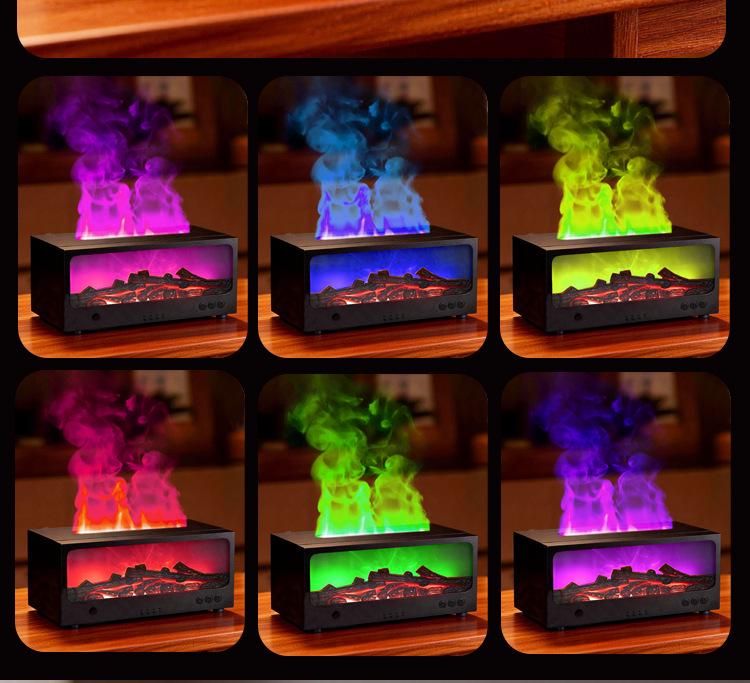 3D Fireplace Aroma Diffuser with Remote Control: Dynamic Flame Humidifier & Seven-Color Ambient Light for Home/Desktop