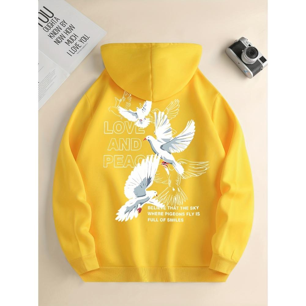 

Love And Peace Letter Dove Printed Hoodies Casual Women Sweatshirts Comfortable Pullover Crewneck Loose Female Clothes XL