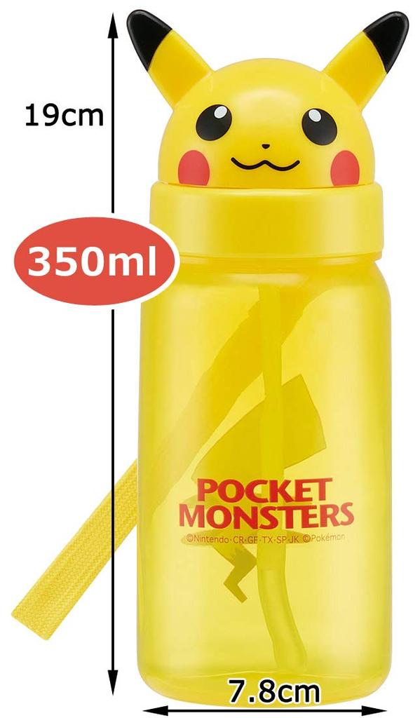 Skater Straw Bottle Die Cut with Straw Water Bottle Pikachu Pokemon 350ml PBS3STD