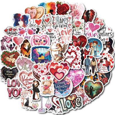 50 Pcs Love Stickers | Vinyl Stickers For Bike Water Bottles Laptop Refrigerator Cup Luggage Computer Mobile Phone Skateboard Decals