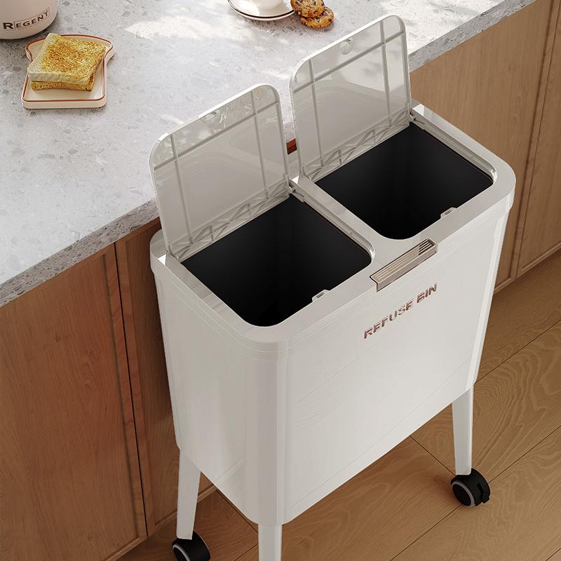 Kitchen High Footed Trash Can With Lid Modern Large Capacity Trash Bin Minimalist Built-in Wastebasket Home Cleaning Supplies