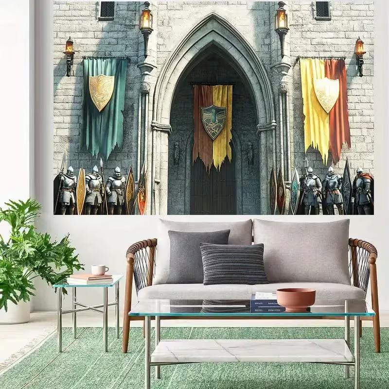 2D Fantasy Medieval Castle Knights Background Cloth for Halloween LARP Party