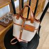 Niche Design Retro Canvas Hand-held Bucket Bag for Women's Spring and Summer New Items Ins Fashion Vegetable Basket Crossbody Bag