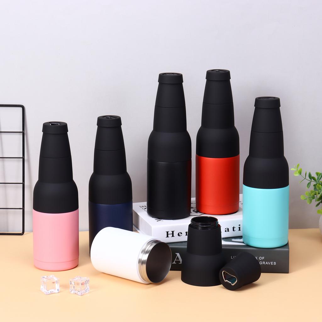 12oz 3 in 1 Stainless Steel Beer Bottle Cooler Insulated Double Wall Beer Bottle Insulators Holder Vacuum