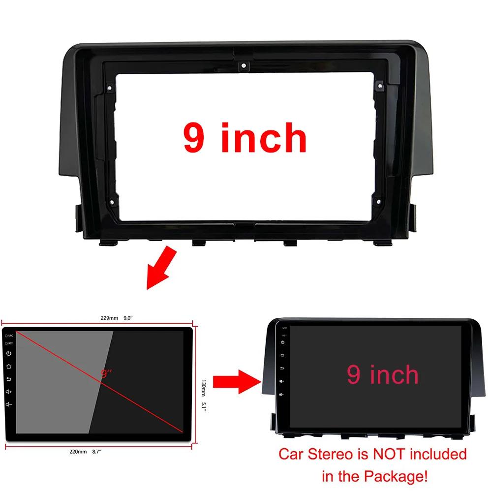 Fits 9 Inch Car Fascia For Honda CIVIC 2016-2020 2Din Player Fascia Audio Fitting Adaptor Facia Panel Car Radio DVD Frame Kits