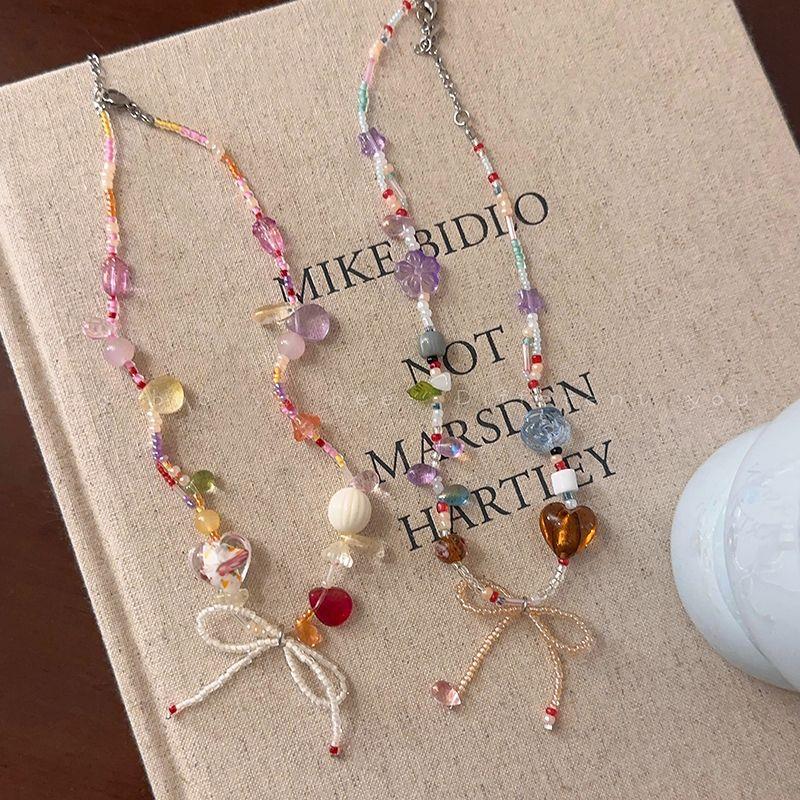 Summer Dopamine Female Glaze Clavicle Chain Bows