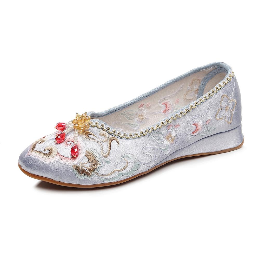 [Flower Curtain] In the Summer of 2024, the New Antique Cheongsam Shoes Are Matched with Hanfu Matching Shoes and Low-heeled Women's Embroidered Cloth