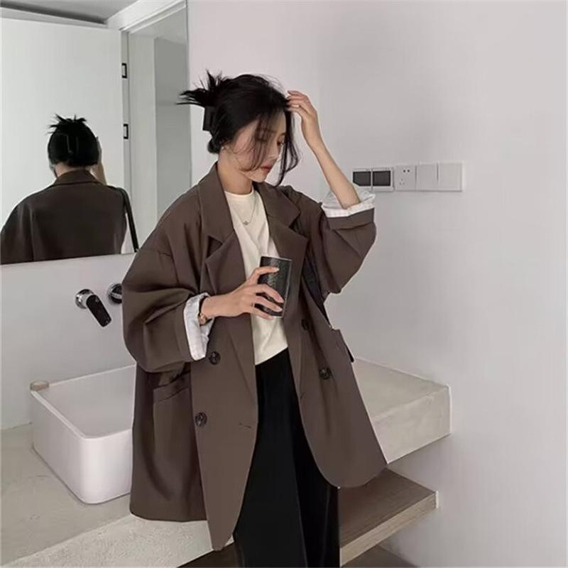Jarní a podzimní bílé sako dámské jarní a podzimní ležérní volné elegantní retro sako