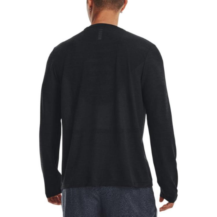 Under Armour Solid Color Crew Neck Pullover Straight Long Sleeve T-Shirt Men Tops Black 1375693-001