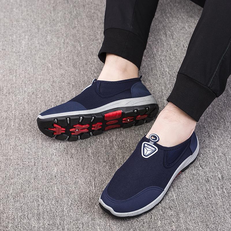 Spring Autumn New Trendy Men'S Shoes Texture Breathable Casual Footwear Outdoor Non Slip Walking Shoe Fashion Comfortable Flat