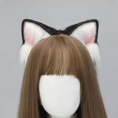 Haarreif im japanischen Stil mit Plüsch-Katzenohren-Dekor, Geschenk zum Selbermachen