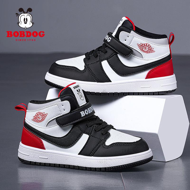 2025 New Girls' High-Top Leather AJ Sneakers: Autumn/Winter Cotton Shoes for Middle-Aged Children