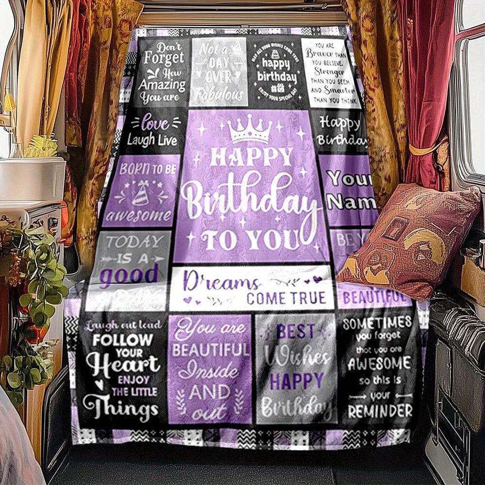 Happy Birthday To You Blanket Personalized Name Soft Comfortable Stylish Blanket Car Blanket Perfect For Travel Camping Outdoor Home Suitable For All