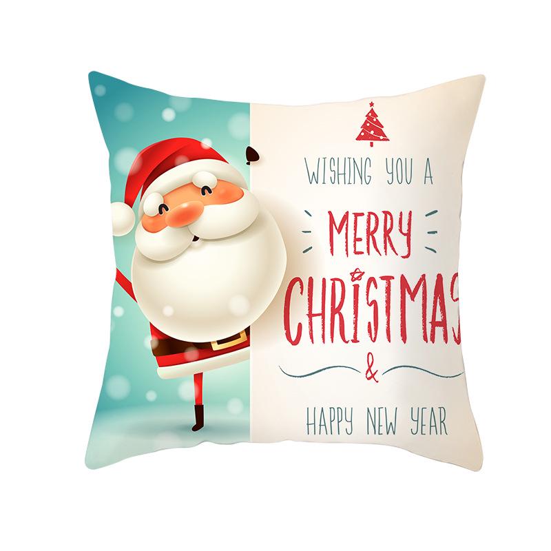 Weihnachtsmann Schneemann Elch Kissenbezug Festlich Zuhause Sofa Kissen Kissenbezug