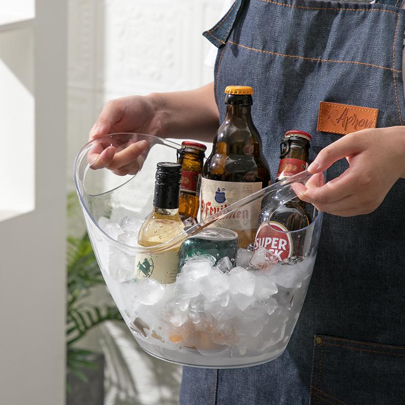 4L PET Transparenter Eiswürfel-Aufbewahrungseimer Bier Wein Kühlung Getränke Wanne Outdoor Picknick Obst Aufbewahrungskorb Weinbehälter