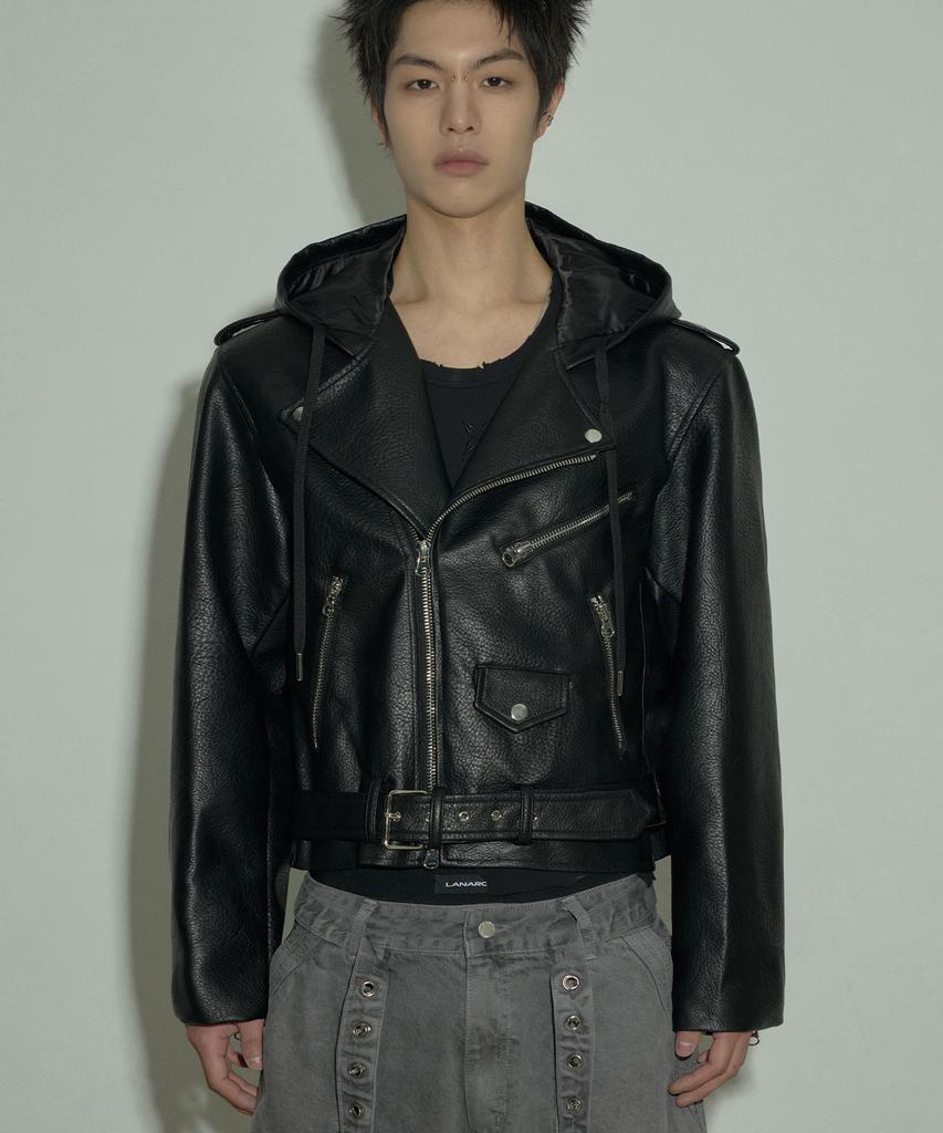 Lanarchive [0080] Stella Hooded Rider Jacket - Black