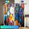 2pcs Beautiful Colored Agate Printed Curtain for Home Decor - Rod Pocket Window Treatment for Bedroom, Office, Kitchen
