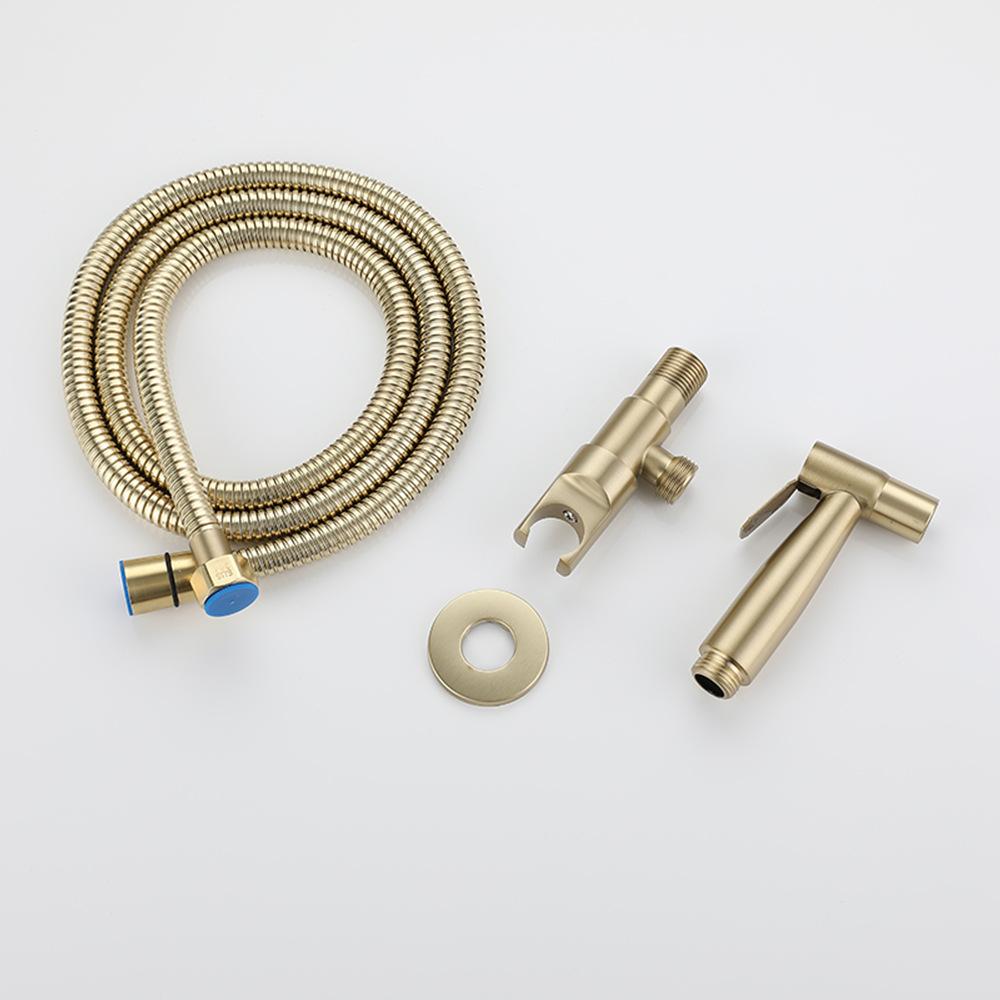 Brushed Gold/Gray 304 Stainless Steel Bidet Faucet Set Douche Kit Hand Held Bidet Sprayer Hand Sprayer Shower Head Self Cleaning