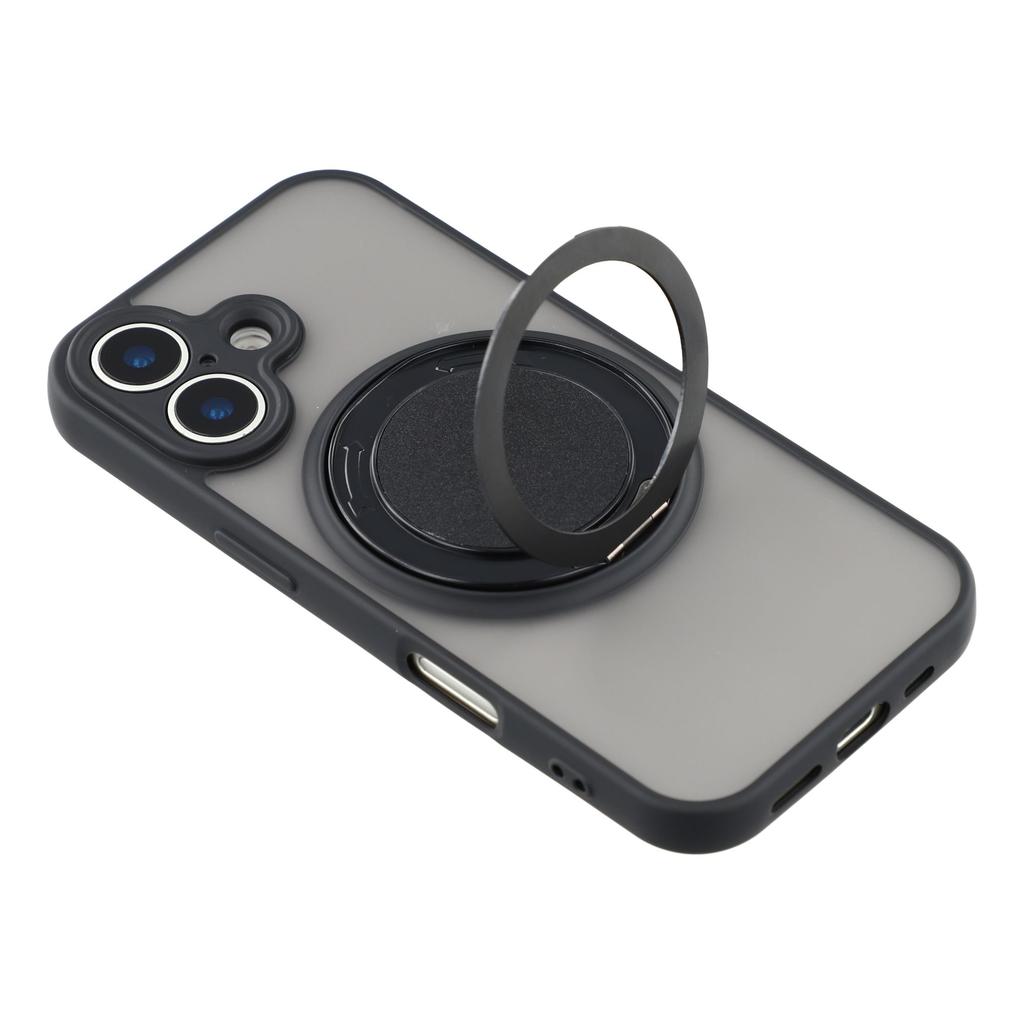 For iPhone 17 Case Rotating Metal Kickstand Skin Touch TPU PC Phone Back Cover