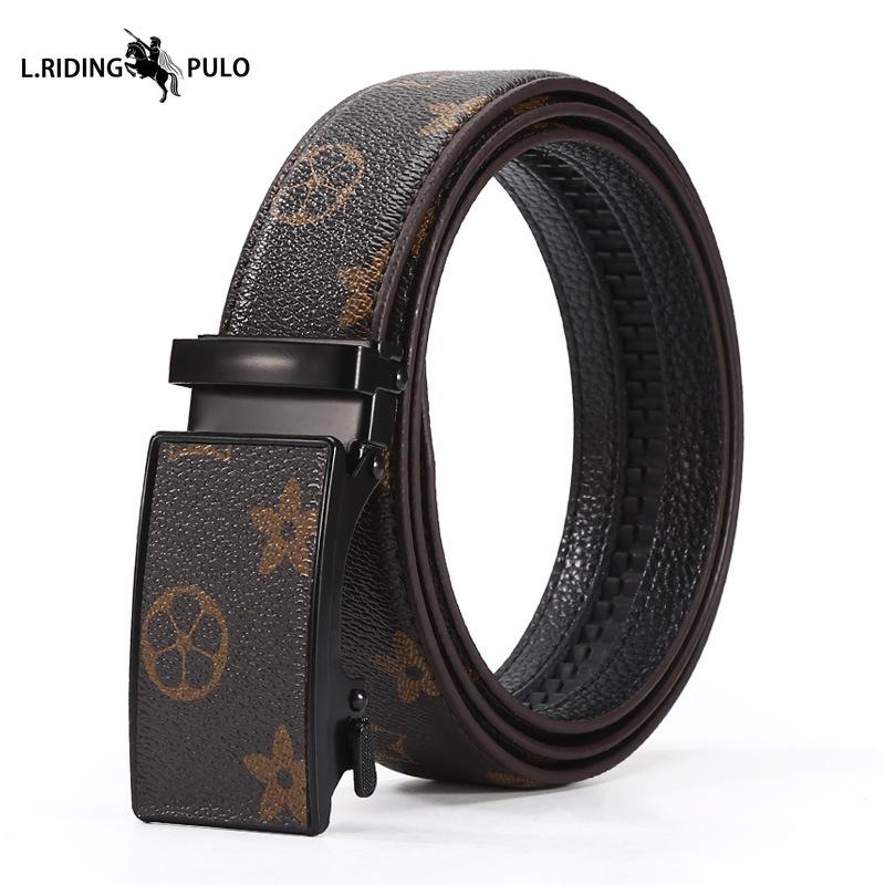 Cinto de Couro Masculino Negócios Combinação Total Cinto com Fivela Automática Cinto de Calças para Homens de Meia-idade e Jovens