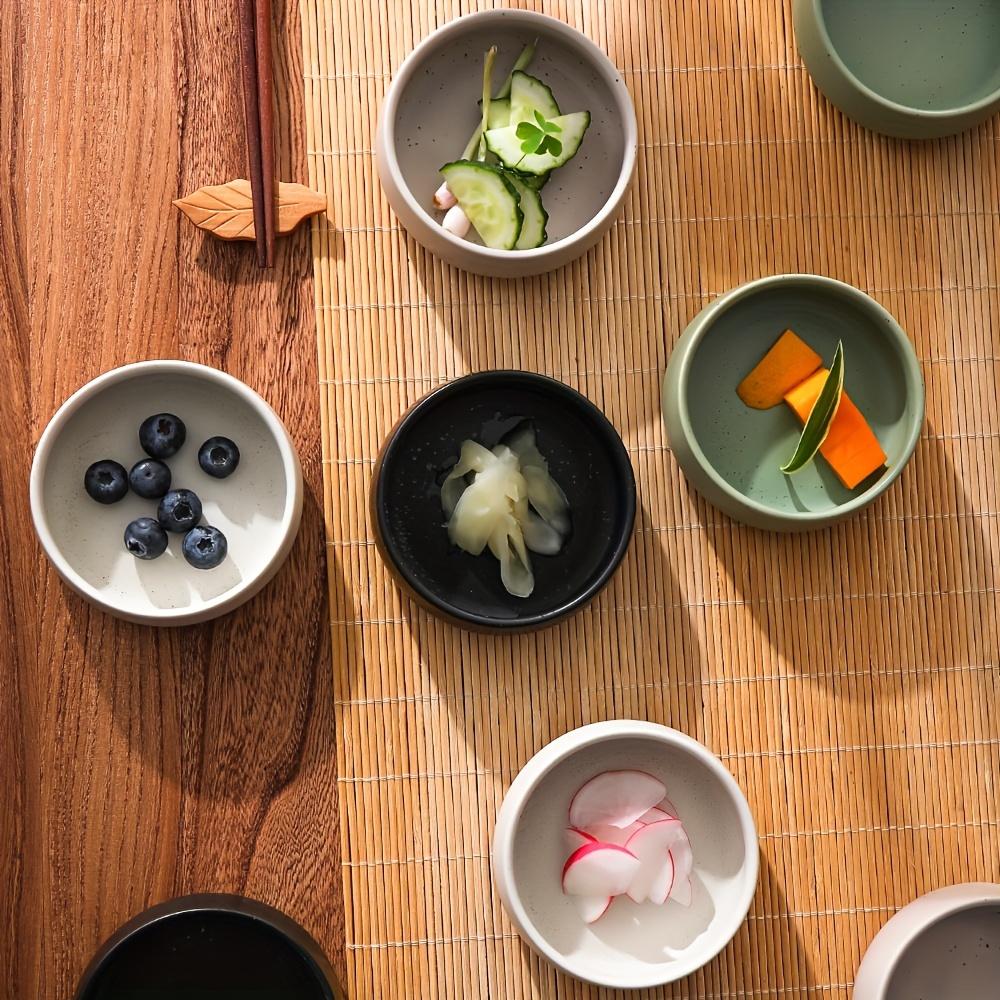 Korean Ceramic Dipping Dish Set for Hotpot BBQ Sauce with Sesame Dot Design Small Condiment Bowls