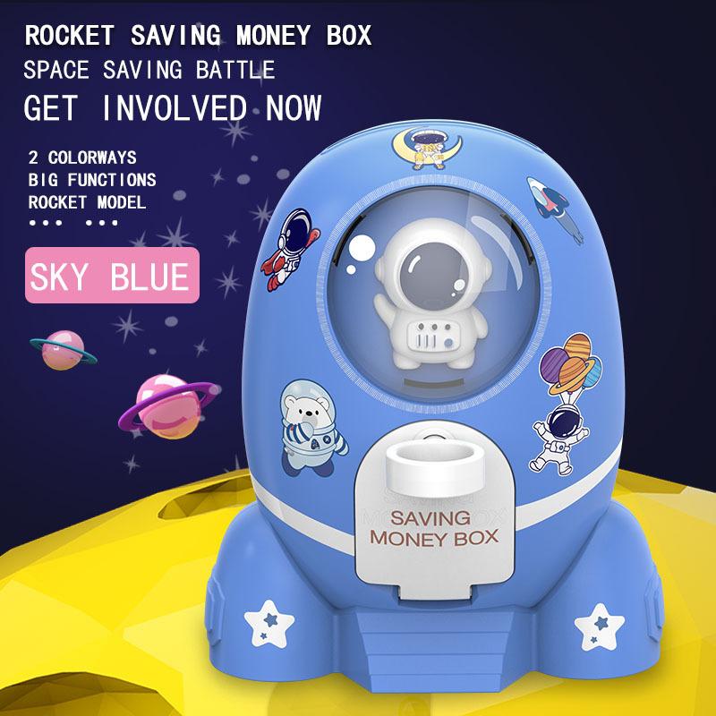 Bazooka Astronaut Piggy Bank Diy Cartoon Sticker, Large-Capacity Piggy Bank Ornament Financial Toy