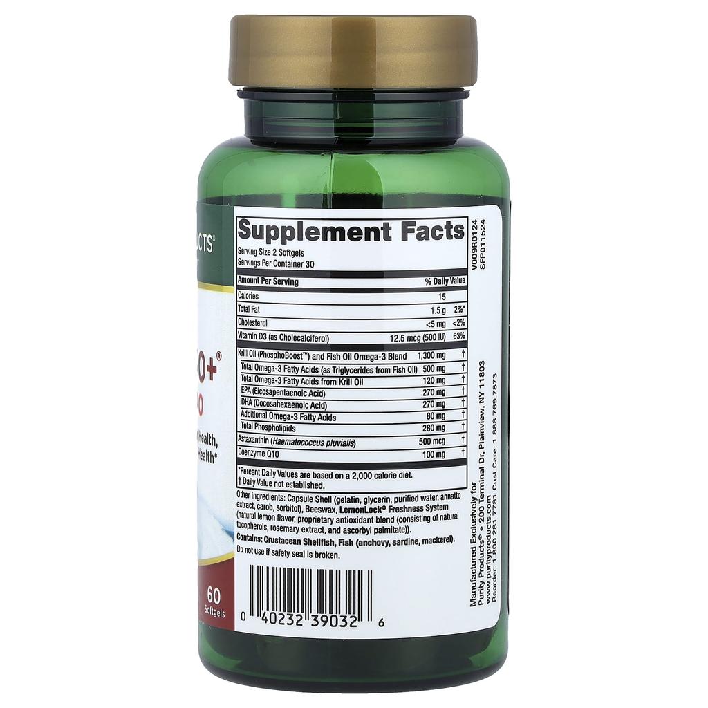 Purity Products Krill Omega 50+® with CoQ10, 60 Softgels