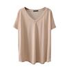 Summer Plus Size V-Neck Short Sleeve Women's T-Shirt - Ice Silk Loose Fit