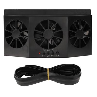 1,5 W Solarbetriebener Autoventilator 3 Löcher Autoabluftventilator Fahrzeugluftzirkulationsventilator Schwarz