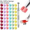 100Pcs Grab Clip Gradient Nail Brushes Sponge Set Nail Sponge Grab Pen  Nail Art