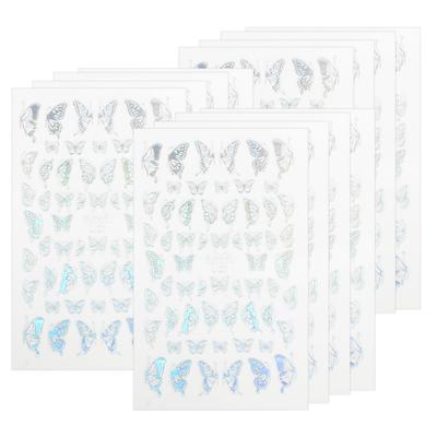 12pcs Butterflies Pattern Nail Art Sticker Fashionable Nail DIY Decal Manicure ToolSilver