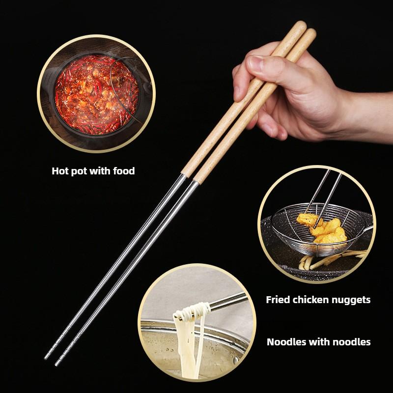 Stainless Steel Chopsticks, Long Chopsticks, Fried Noodles, Hot Pot, Chinese Chopsticks, Reusable Metal Chopsticks, Tableware