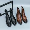 Fashion Men Boots Leather Fashion Autumn Winter Party Dress Shoes Zip Thick Sole Comfortable Black/Brown Motorcycle Ankle Flats