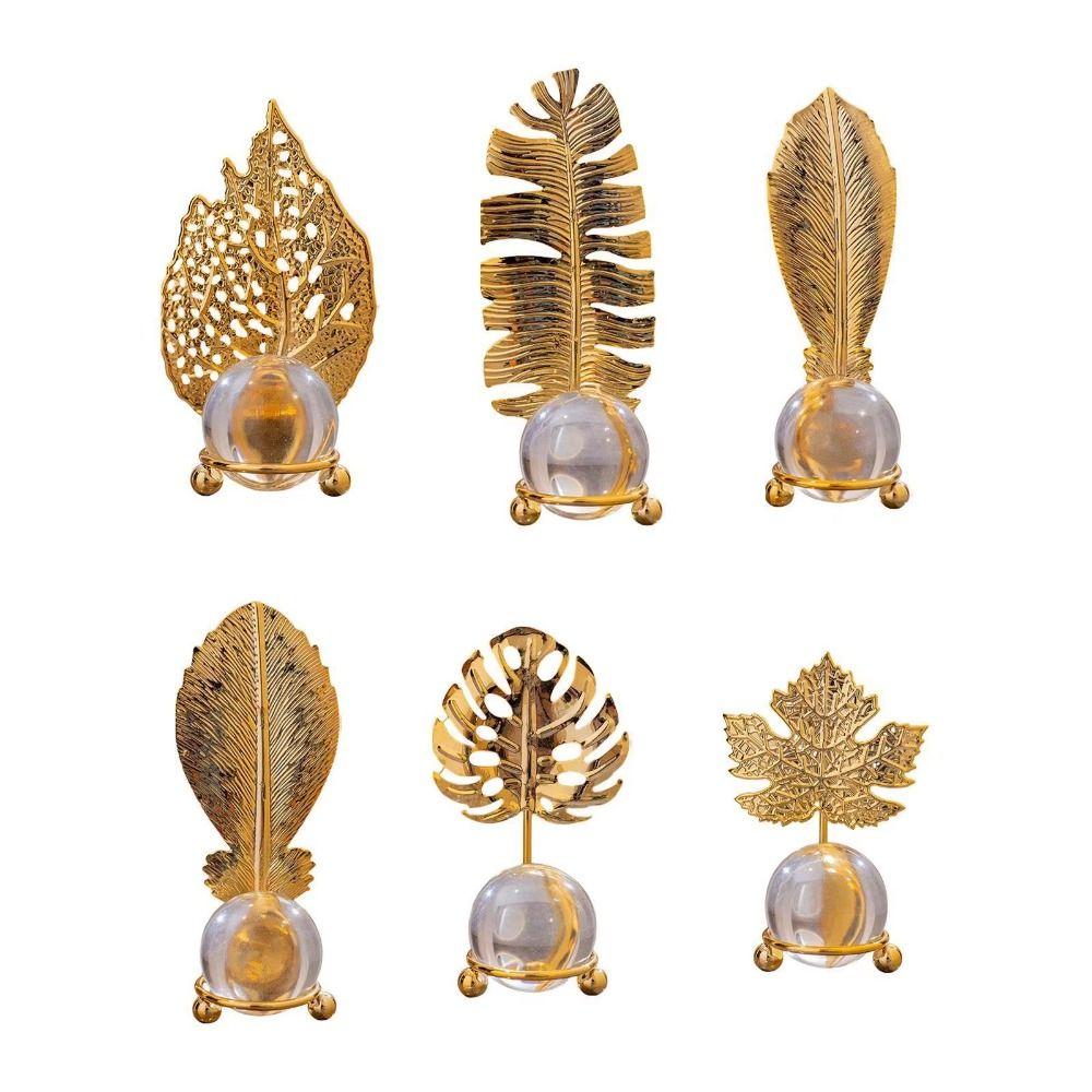Fine Craftsmanship Crystal Ball Table Decoration Metal Leaf Crystal Ball Collectibles  Office