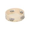 Hand Tambourine with Metal Single Row Jingles Sheepskin Drum Skin Wooden Tambourines