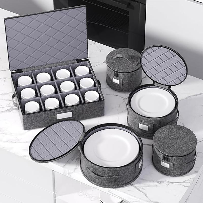 Cationic 5-Piece Bowl & Dish Storage Set with Round Zippered Lids