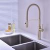 Tuqiu Pull out Kitchen faucet Brushed Gold kitchen sink Mixer tap Total Brass kitchen faucet vanity water tap faucet sink faucet