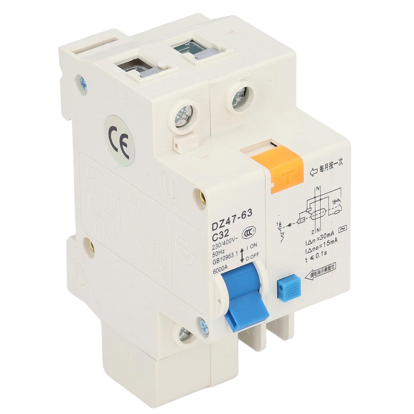 

Small Circuit Breaker Ground Fault Interrupter 30mA 230V 400V 1P+N 32A DZ4763 C32
