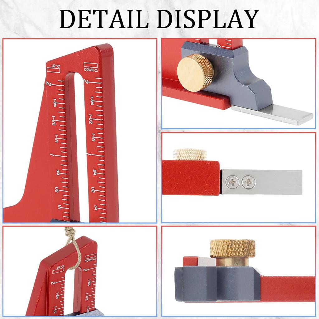 CNC Aluminum Alloy Table Saw Ruler with Magnetic Height Gauge Precision Depth Measuring Tool for Circular Saw Router