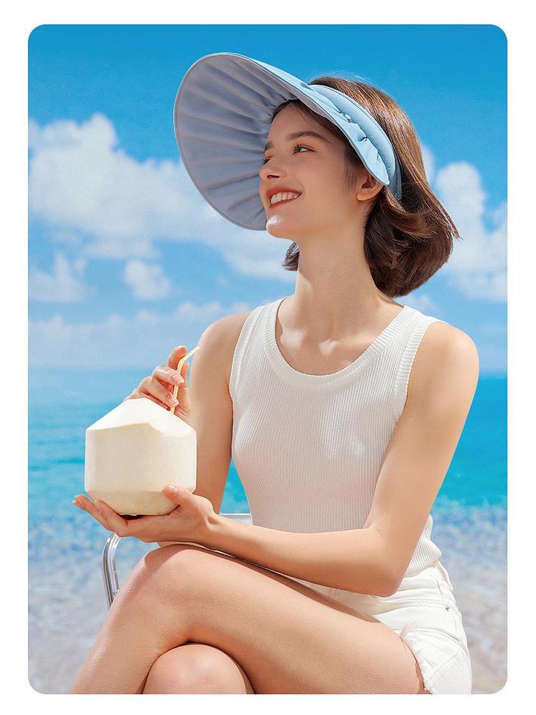 Women's Lightweight Sunshade Cap - Rollable, Breathable, UV Protection, Hair Tie Included