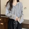 New Arrivals Open Run Women String Hood Loose Fit Casual Cardigan 1 Kangaroo Pkt