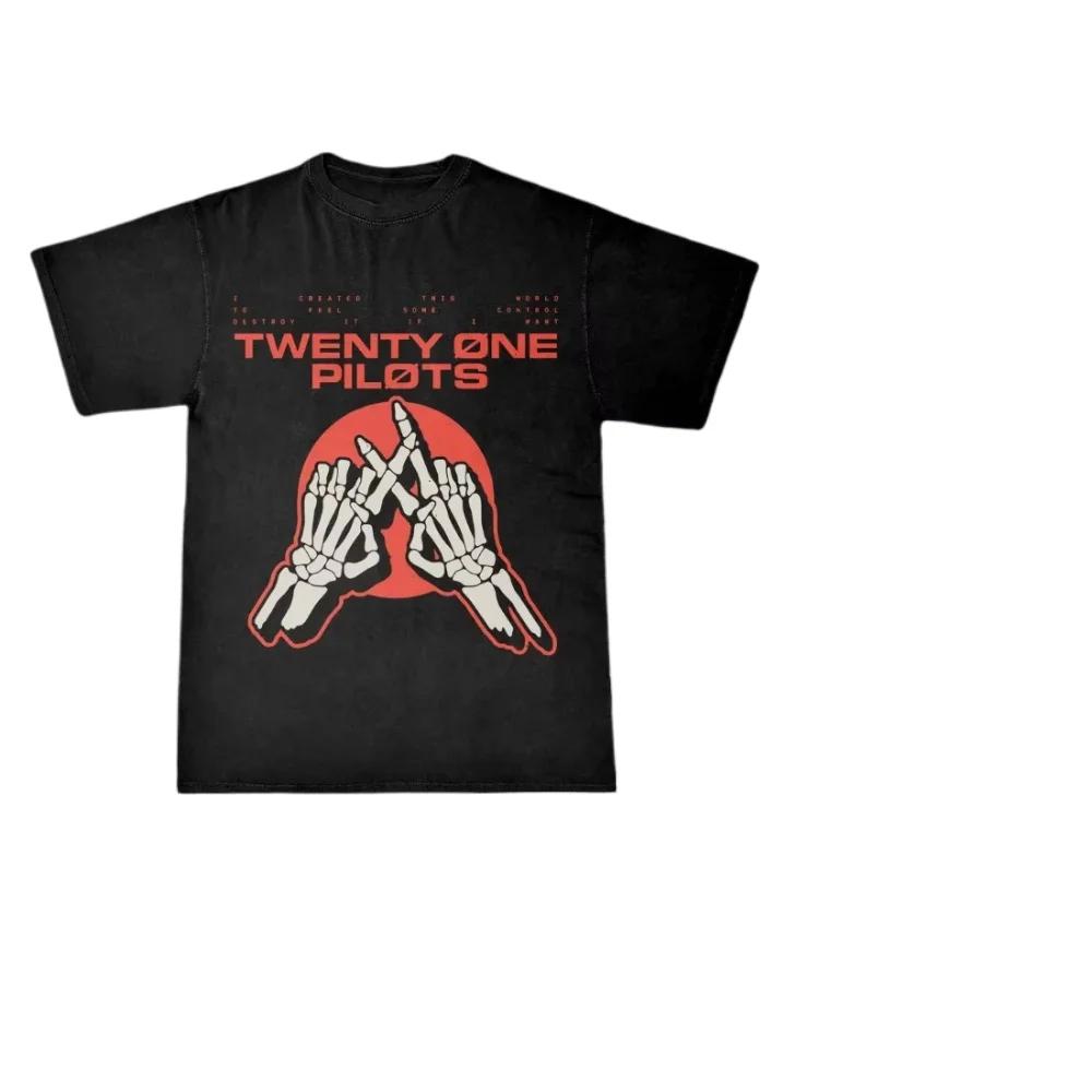 Tricou Casual Vintage Trupa Twenty One Pilots Femei Bărbați Mânecă Scurtă Oversized Rapper Hip Hop Punk Street Harajuku Bumbac