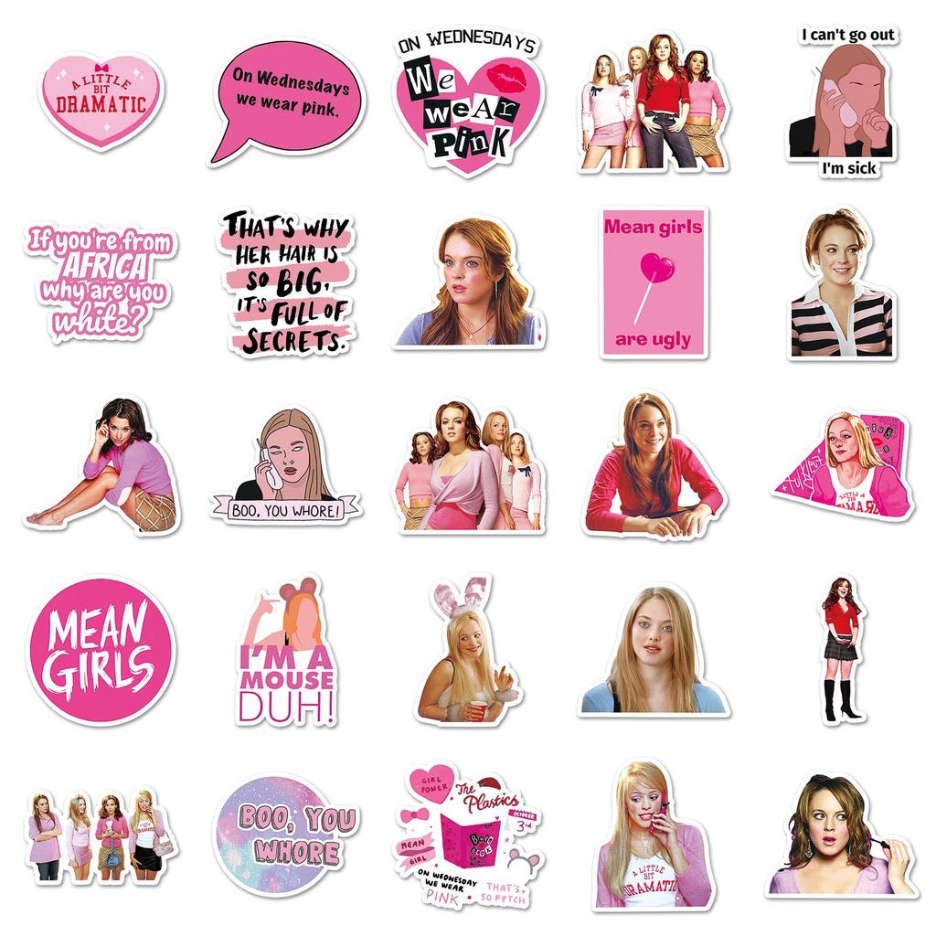 50pcs Mean Girls Cartoon Stickers: Waterproof Decorative Set for Luggage, Phone Cases, and Journals