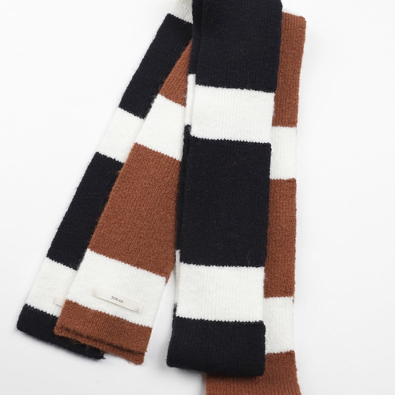 TOVAS Wool Stripe Muffler_Navy