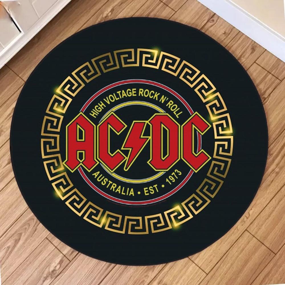 

Alfombras redondas estéticas impresas ACDC, alfombrillas para habitación de niños, alfombras antideslizantes para sala de estar, 60cmx60cm