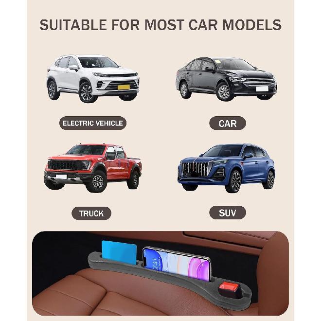 2 Pack Car Seat Gap Filler,Auto Parts Car Seat Gap Filler,Prevent Falling between Seat and Dashboard,Car Universal Gap Filler(Black)