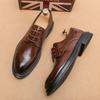 Summer Brock British style suit wedding groom business dress casual heightening leather shoes brown