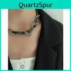Vintage stijl dubbellaagse ketting met groene tijgeroog en Cubaanse schakels, geschikt voor zowel mannen als vrouwen.