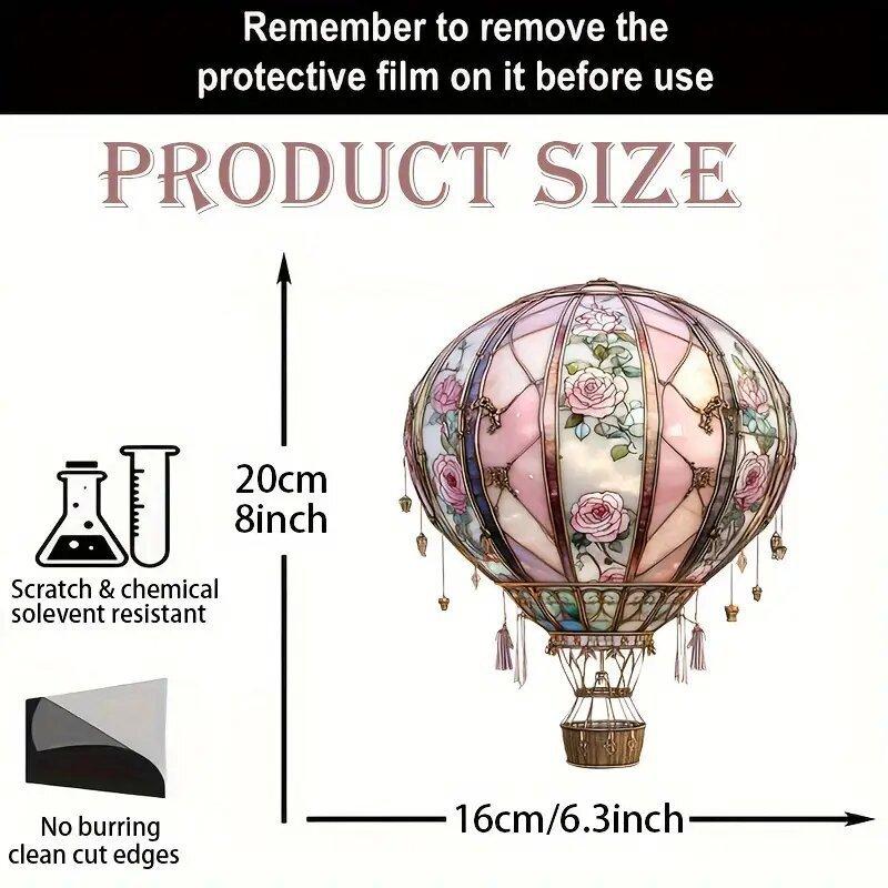 1 Pcs 2D Acrylic Hot Air Balloon Light-Collecting Device Flower Window Pendant Garden Home Decoration