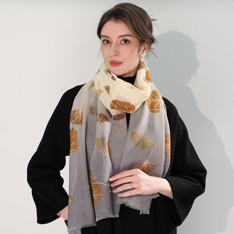 Winter Wool Scarf Women's Long Thermal Scarf Shawl Dual-purpose
